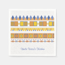 生き生きとしたパターンアンクルのキッチンブルーシンボル スタンダードカクテルナプキン