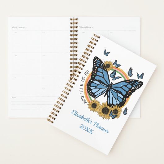 生き生きとしたフル開花蝶ひまわり年 プランナー手帳 (ディスプレー)