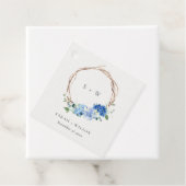 生き生きとしたブルーフローラ木製リース結婚ズモノグラム フェイバータグ (インサイチュ)