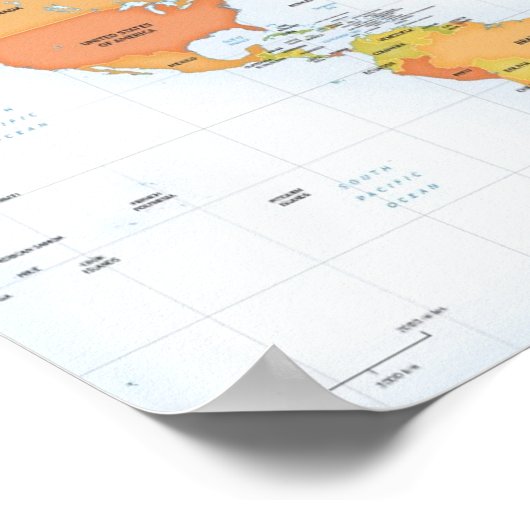 生き生きとした世界地図 ポスター (角)