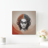 生き生きとした女の子 スクエア壁時計 (ホーム)