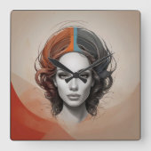 生き生きとした女の子 スクエア壁時計 (正面)