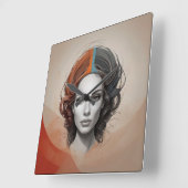 生き生きとした女の子 スクエア壁時計 (傾斜)