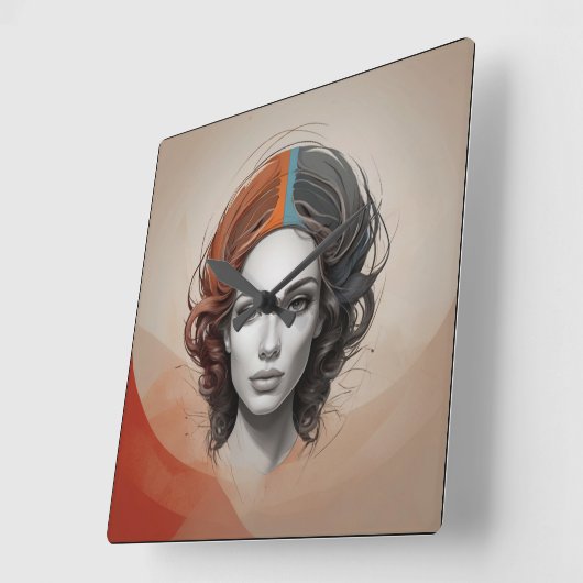 生き生きとした女の子 スクエア壁時計 (傾斜)