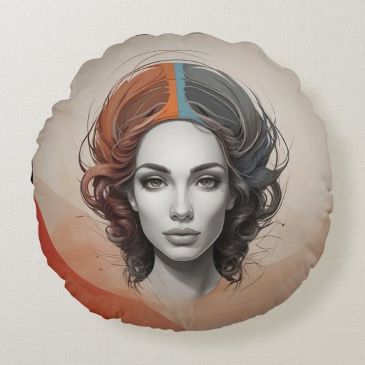 生き生きとした女の子 ラウンドクッション (正面)