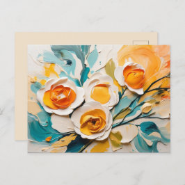 生き生きとした春花咲き油アクリル ポストカード