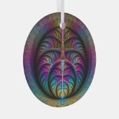 生き生きとした構造カラフル抽象芸術フラクタル ガラスオーナメント (正面右)