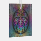 生き生きとした構造カラフル抽象芸術フラクタル ガラスオーナメント (正面右)