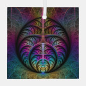 生き生きとした構造カラフル抽象芸術フラクタル ガラスオーナメント (裏面)