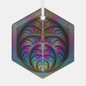 生き生きとした構造カラフル抽象芸術フラクタル ガラスオーナメント (正面)