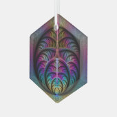 生き生きとした構造カラフル抽象芸術フラクタル ガラスオーナメント (正面左)