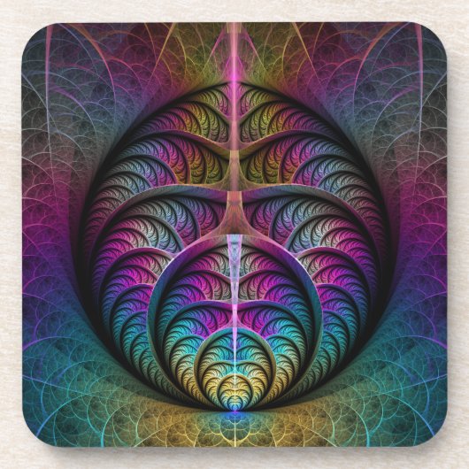 生き生きとした構造カラフル抽象芸術フラクタル コースター (正面)