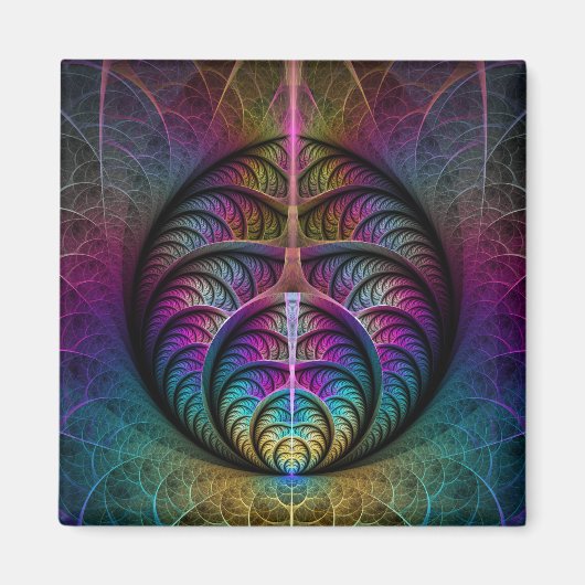 生き生きとした構造カラフル抽象芸術フラクタル マグネット (正面)