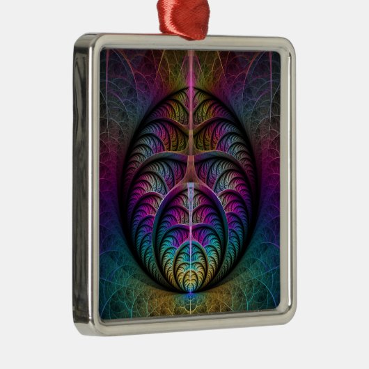 生き生きとした構造カラフル抽象芸術フラクタル メタルオーナメント (右)