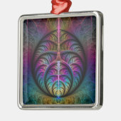 生き生きとした構造カラフル抽象芸術フラクタル メタルオーナメント (左)