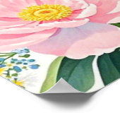 生き生きとした水彩画の芍薬とデイジーの花束 ポスター (角)