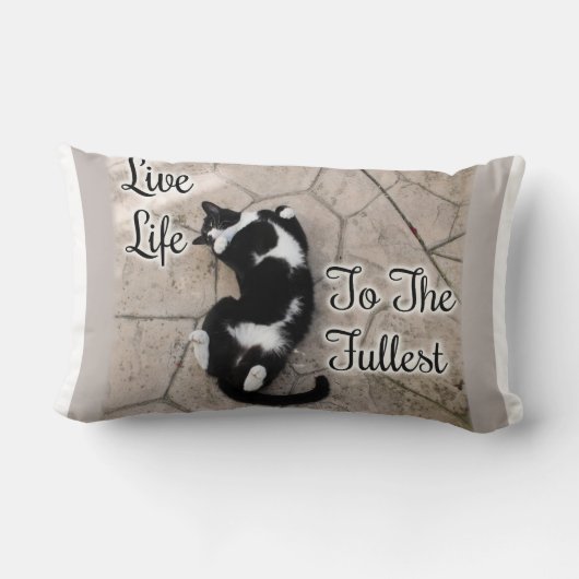 生き生きとした猫のやる気を起こさせる言葉 ランバークッション (裏面)