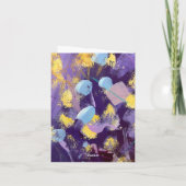 生き生きとした紫、青、黄色の抽象芸術 ノートカード (裏面)