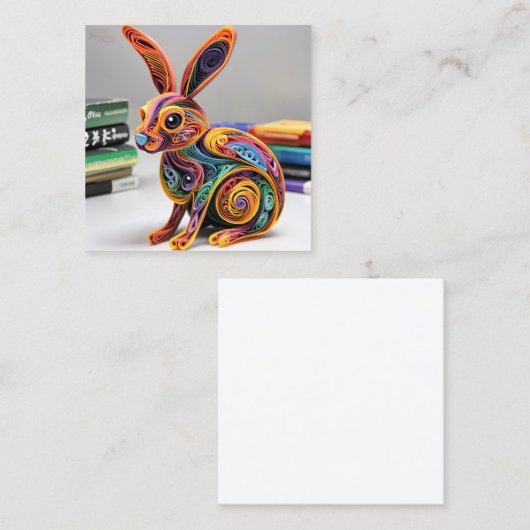 生き生きとした美しい紙クイルウサギ コーリングカード (正面/裏面)