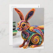 生き生きとした美しい紙クイルウサギ シーズンポストカード (正面/裏面)