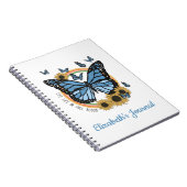 生き生きとした開花蝶ひまわり ノートブック (右側)