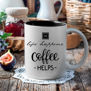 生き生きとし救済たコーヒーおもしろいモノグラム ツートーンマグカップ