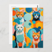 生き生きとし絵を描た猫 ポストカード (正面/裏面)