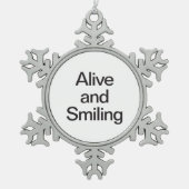 生き生きと微笑んで スノーフレークピューターオーナメント (正面)