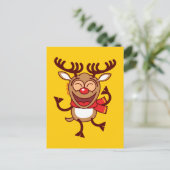 生き生きと踊っているクリスマスのトナカイ シーズンポストカード (スタンド正面)