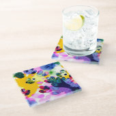 生き生カラフルきとしたデザイン ガラスコースター (アングル)