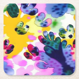 生き生カラフルきとしたデザイン スクエアペーパーコースター