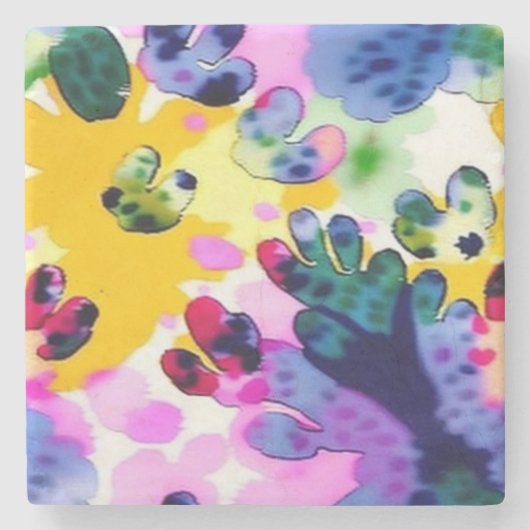 生き生カラフルきとしたデザイン ストーンコースター (正面)