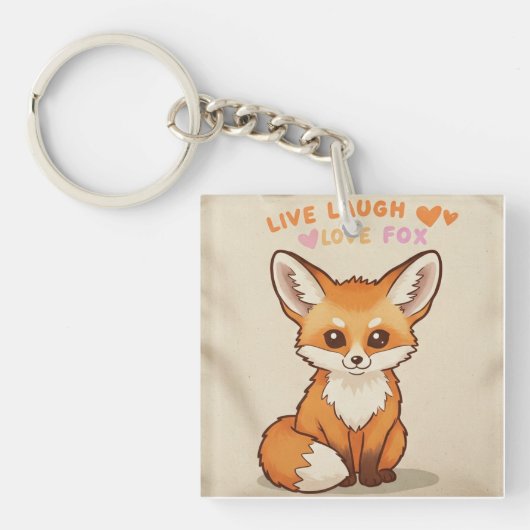 生き笑いかわいいキツネ キーホルダー (正面)