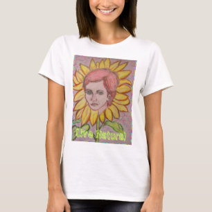 生けるナチュラルヒマワリの女の子 Tシャツ