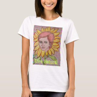 生けるナチュラルヒマワリの女の子 Tシャツ