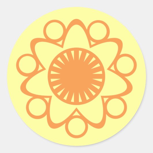 生け花シール，オレンジ ラウンドシール (正面)