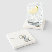 生け花ダイヤモンドブルークラムシーシェル深い詩 ストーンコースター (横)