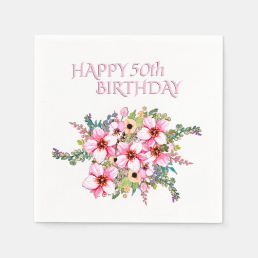 生け花50誕生日 スタンダードカクテルナプキン (正面)