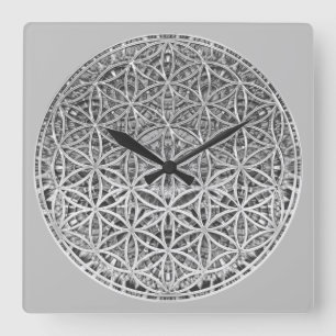 生け花-メダル銀 スクエア壁時計