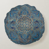 生け花-青大理石と金ゴールド ラウンドクッション (裏面)