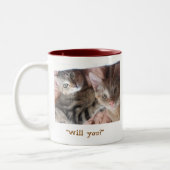 "生じて下さい違い"を ツートーンマグカップ (左)