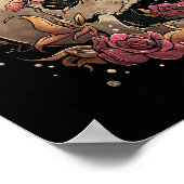 生と死のスカル花スケルトンハロウィンジャパ ポスター (角)