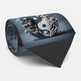 生と死、ハロウィーン陰陽スケルトン ネクタイ