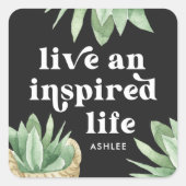 生と生インスパイア活の多肉黒と白 スクエアシール (正面)