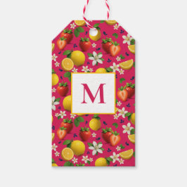 生のイチゴとレモンの柄 ギフトタグ