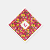 生のイチゴとレモンの柄 スタンダードカクテルナプキン (角)