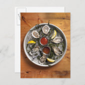 生のカキを並べた ポストカード (正面/裏面)