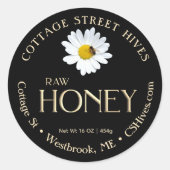 生のハチミツ3D金ゴールドとデイジーとビオンブラック ラウンドシール (正面)