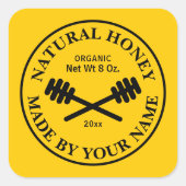 生のハニーオーガニックジャーのシールテンプレート スクエアシール (正面)