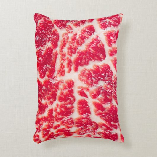 生のビーフ・ステーキの霜降り肉の食感が詰まる アクセントクッション (正面(垂直))